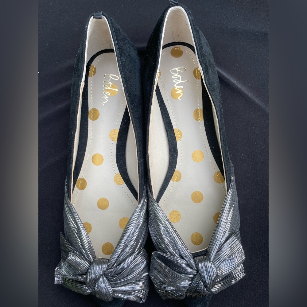 Boden Vanessa Bow Shoes in Black/Gunmetal Size EU 38 US 7 1/2
